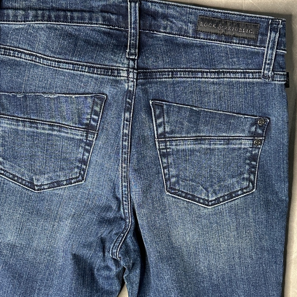 Rock & Republic Blue Studded Distressed Skinny Jeans Size 4L - Picture 13 of 13